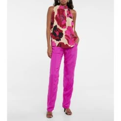 Dries Van Noten Silk And Cotton Straight Pants