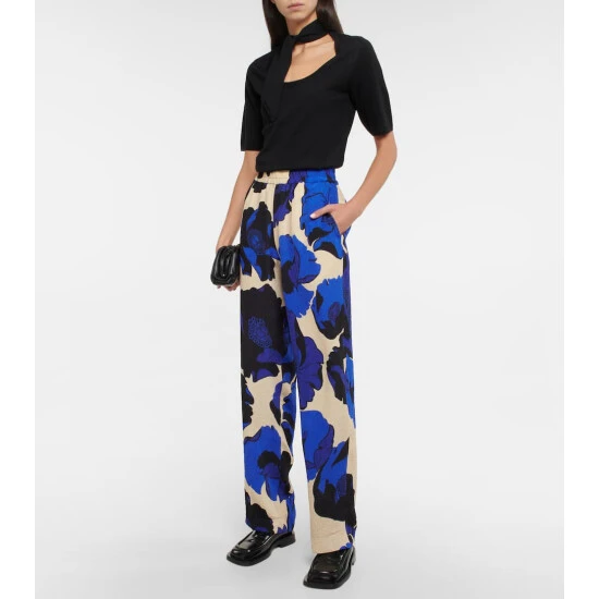 Dries Van Noten Floral Printed Jacquard Straight Pants