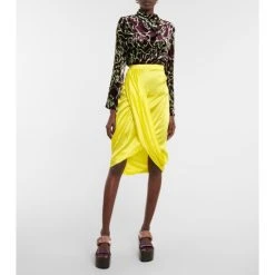 Dries Van Noten Satin Silk-blend Midi Skirt