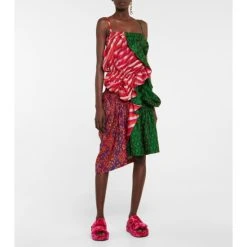 Dries Van Noten Patchwork Silk Ikat Midi Dress