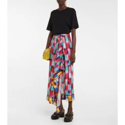 Dries Van Noten Printed Wrap Midi Skirt