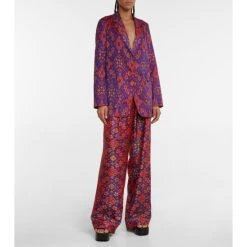 Dries Van Noten High-rise Printed Silk Pants