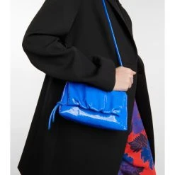Dries Van Noten Ruched Patent Leather Shoulder Bag
